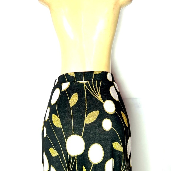 ANTHROPOLOGIE MAEVE BLACK KNIT AND GOLD METALLIC PRINT MIDI SKIRT SIZE LG - Picture 5 of 5